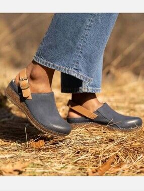 DANSKO Merrin Slingback Clogs In Blue Burnished Suede Size 10 NWOT'S